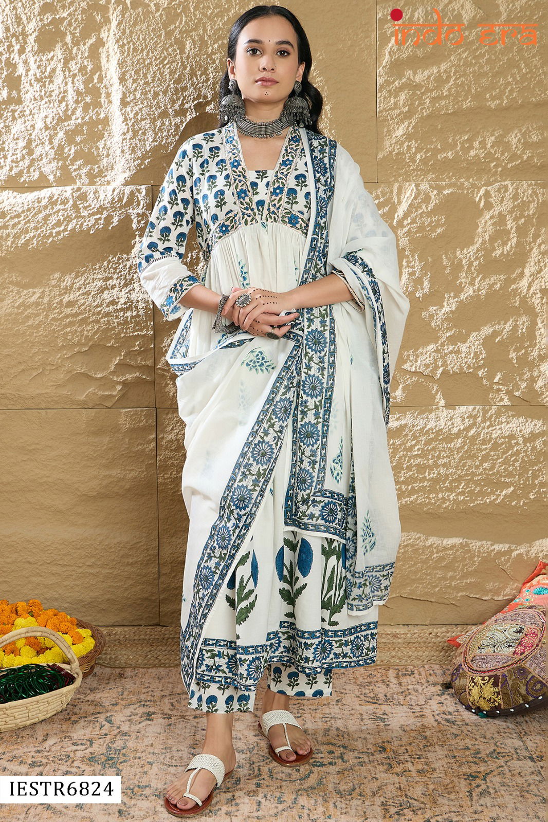 Indo Era 2530 Printed Cotton Kurti With Bottom Dupatta Suppliers In India